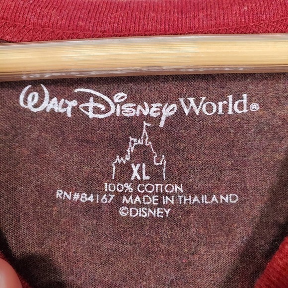 Vintage Walt Disney World Grumpy Ringer Baseball Tee Red Brown Size XL - Picture 7 of 8